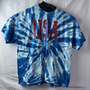 USA Colortone Adult 2XL Blue T-Shirt Tie Dye Pigment Dyed Stylish Summer POOL